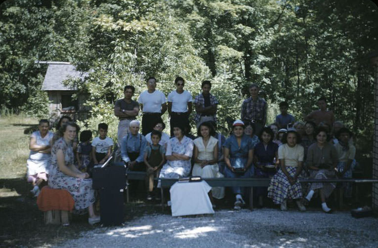 #40 Outdoor Sunday service, Bethany Indian Mission, Wittenberg, Wisconsin, 1953