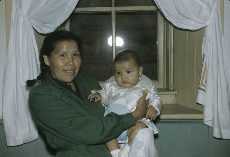 #50 Woman and baby, Bethany Indian Mission, Wittenberg, Wisconsin, 1953