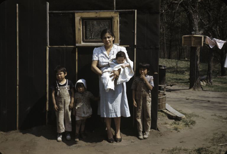#52 Woman and children, Bethany Indian Mission, Wittenberg, Wisconsin, 1953