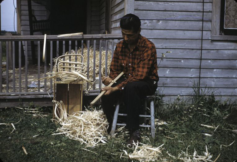#9 Carving wood, Bethany Indian Mission, Wittenberg, Wisconsin, 1953