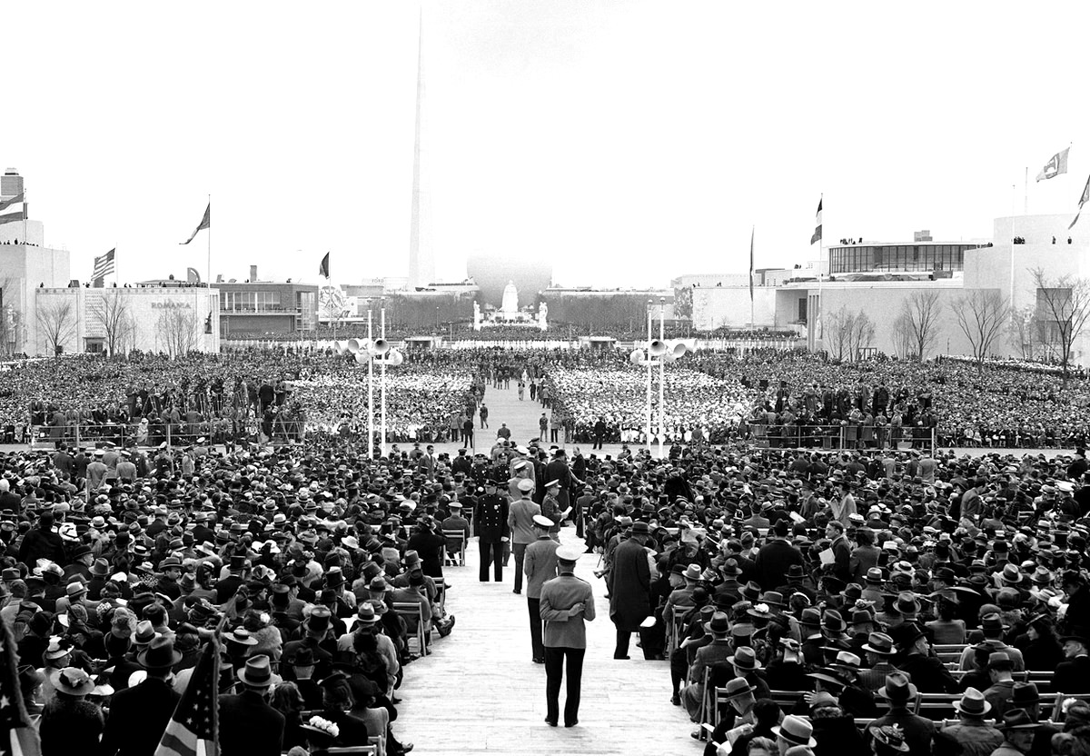 #13 Some of the 35,000 guests of honor who listened to the opening speeches in the Court of Peace at the New York World’s Fair, on April 30, 1939.
