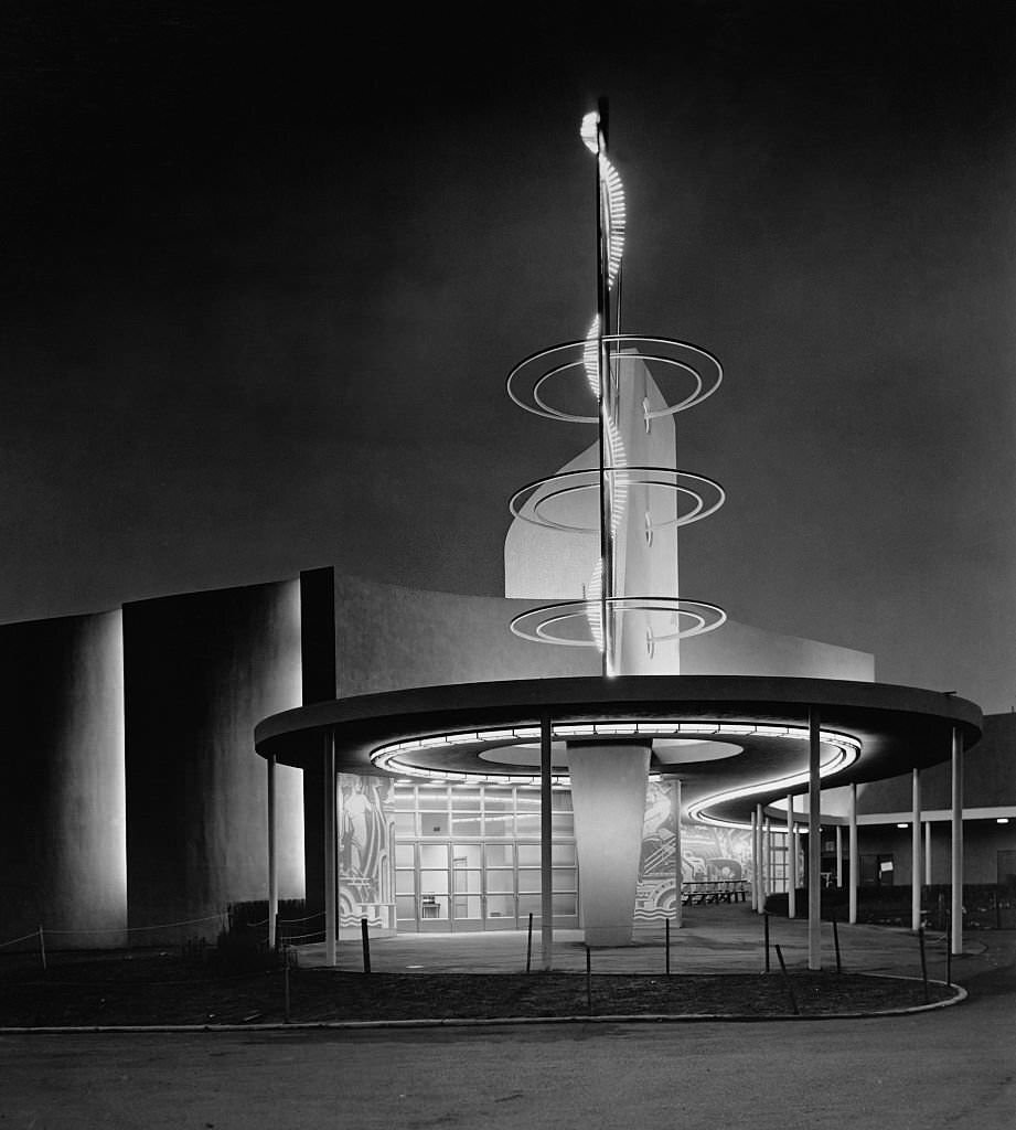#117 Decorative touches and unusual architecture disguise the GE power distribution plant at the 1939 New York World’s Fair.