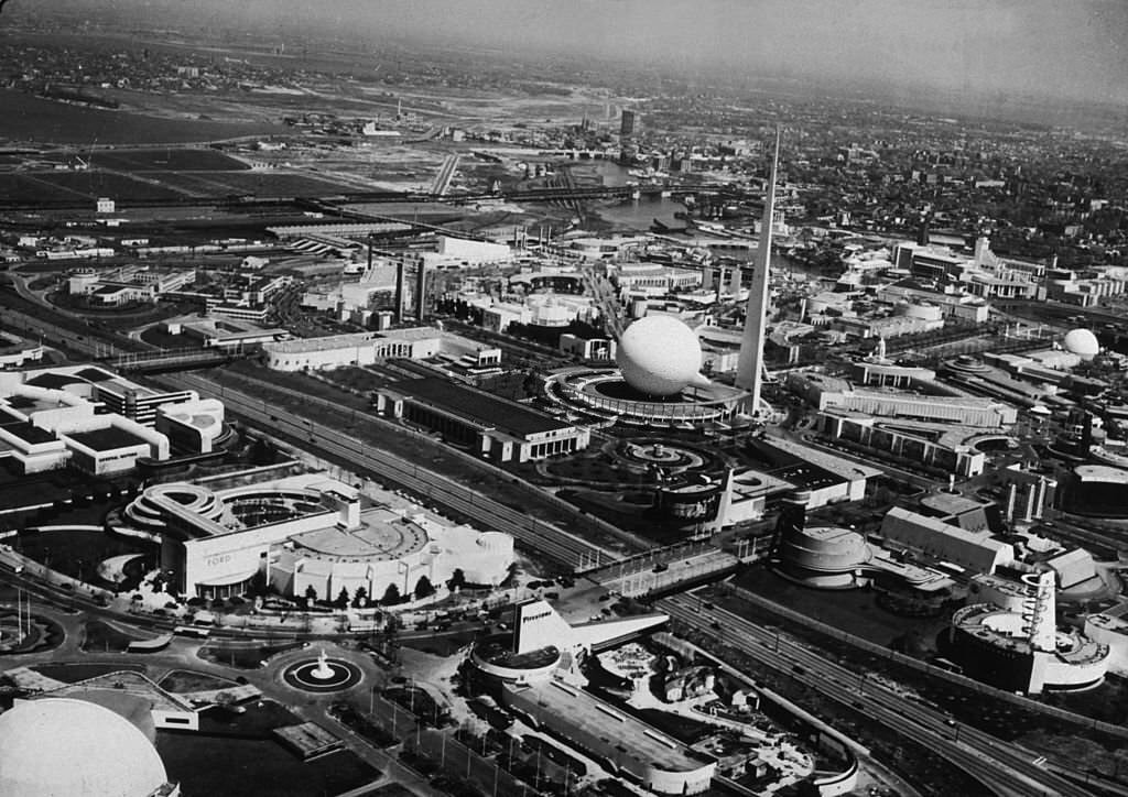 #127 Aerial view of the 1939 New York World’s Fair in Flushing Meadow Park, Queens, New York City.