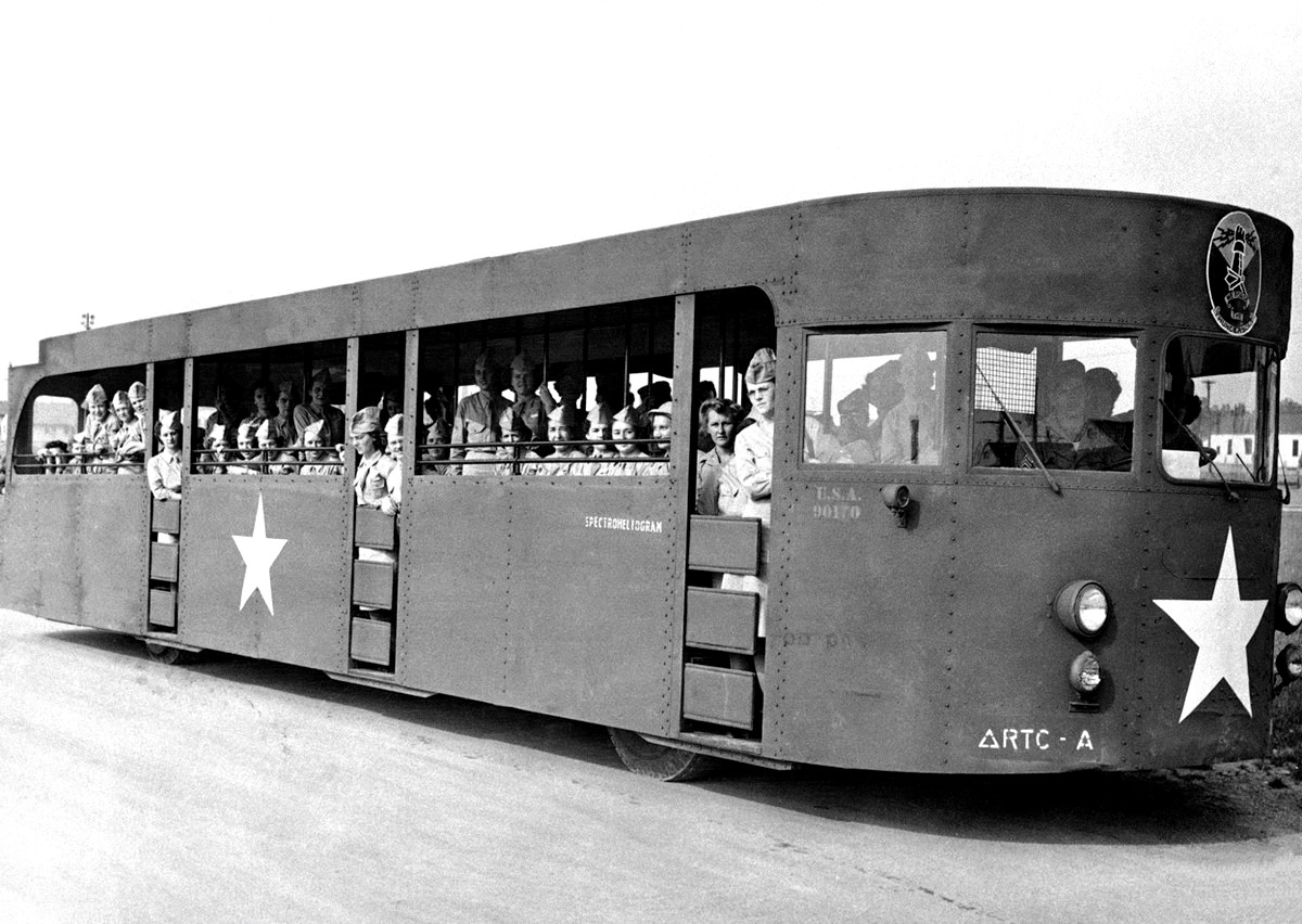 #41 Formerly a New York World’s fair excursion bus, the “Spectroheliogram,” was converted after the fair closed to be used to shuttle WAACs to and from work at the armored force replacement training center, July 26, 1949 in Fort Knox, Kentucky