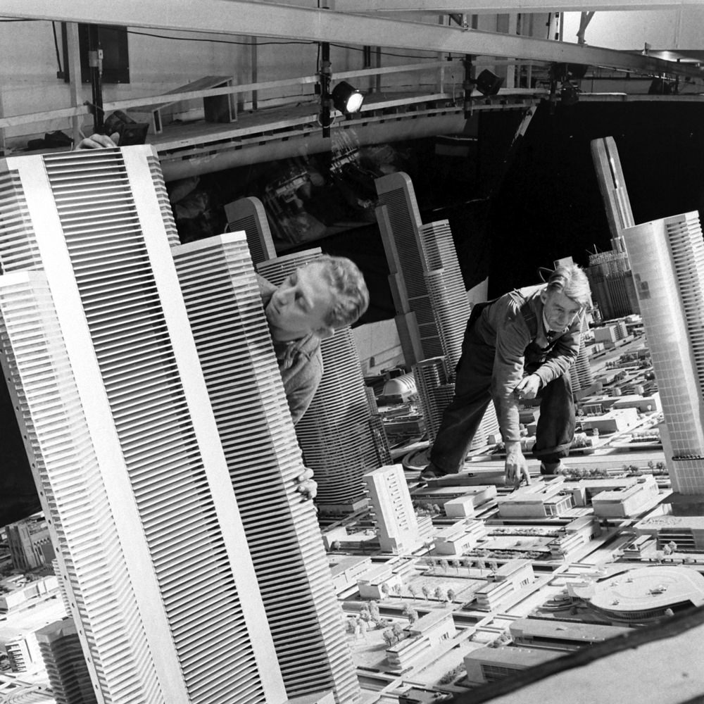 #47 Craftsmen work on a huge architectural model of “the city of the future” at the 1939 World’s Fair.