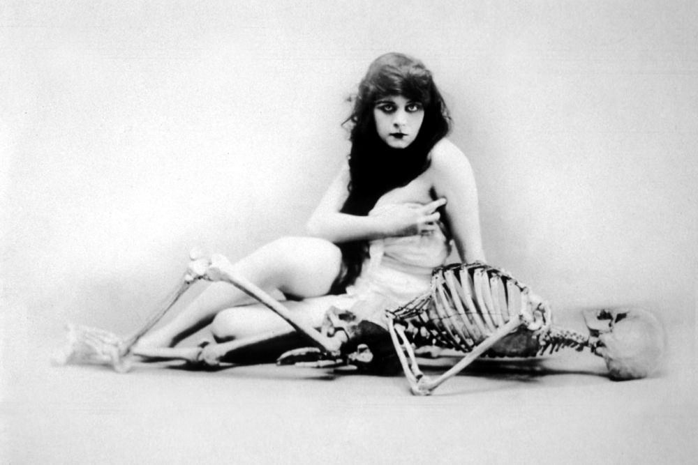 Theda Bara Posing with Skeleton for the Silent Film &;A Fool There Was (1915) Movies &; TV