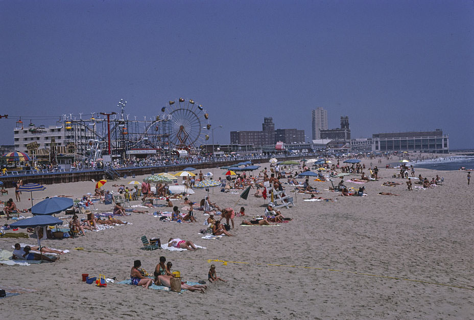#26 Beach, boardwalk overall, Asbury Park, New Jersey, 1978