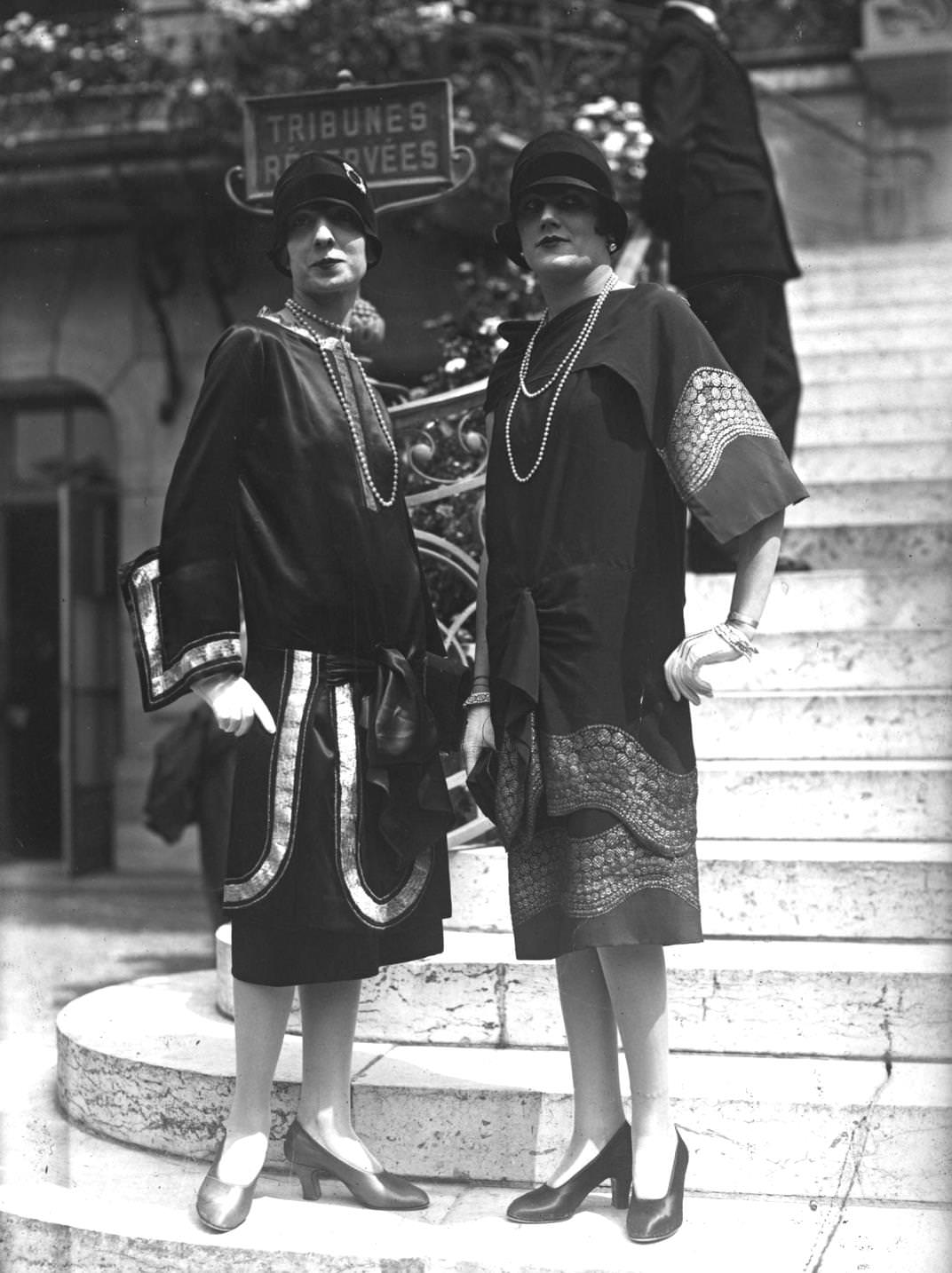 #58 Two dresses, decorated with panels of detailed embroidery, 1924