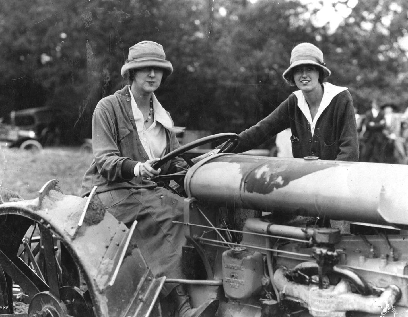 #65 Mrs G W Vanderbilt and her daughter Cornelia, driving a Fordson tractor, 1920s