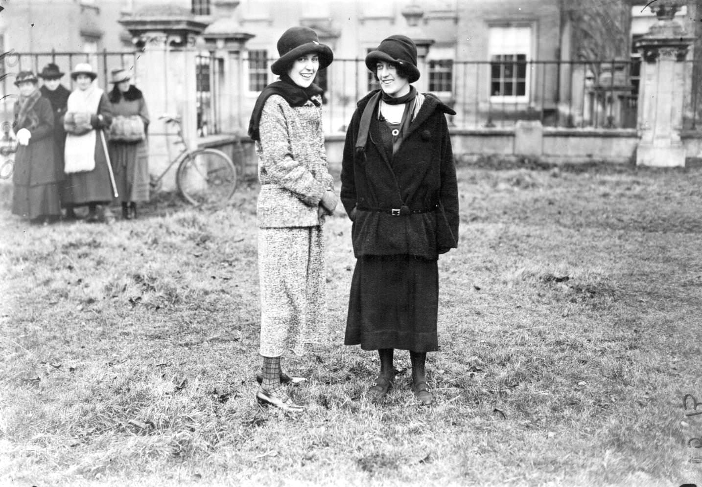 #85 Lady Cynthia Elinor Beatrix Spencer, the second daughter of the 3rd Duke of Abercorn, who married the 7th Earl Spencer in 1919. She is with Lady Annaly, at the Pytchley Hounds meet at Althorp Park, 1923