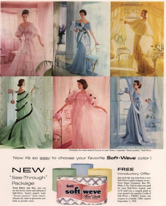 #2  The Lost era of Colored Toilet Papers from the 1950s to 1970s #2 Vintage Ads