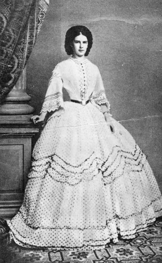 #30 Empress of Austria, Elisabeth Amalie Eugenie (1837 – 1898), wearing a crinoline dress, 1854