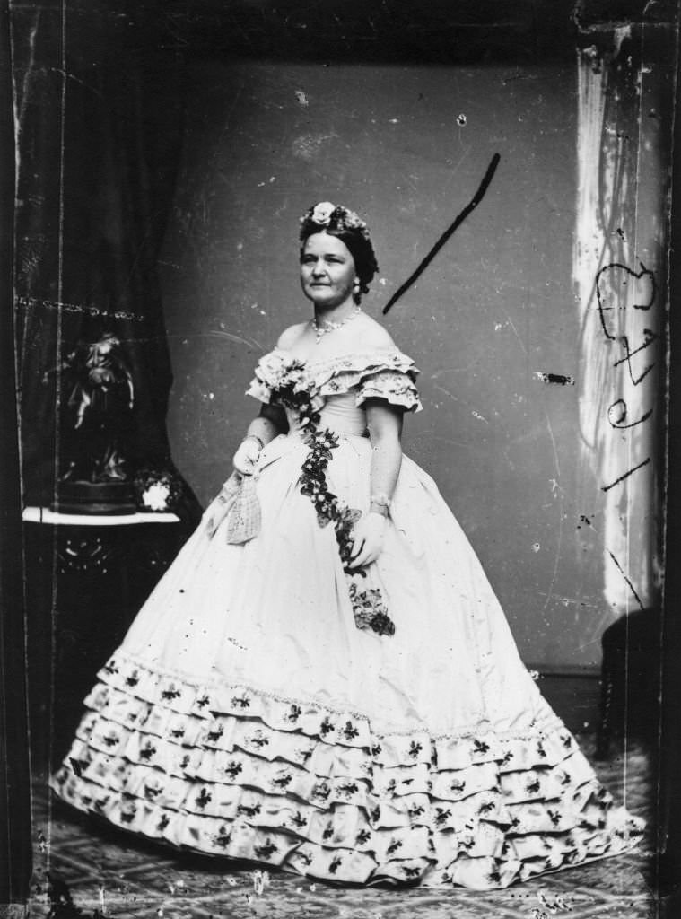 #53 Mary Todd Lincoln, wife of Abraham Lincoln, the 16th President of the United States, dressed for his inauguration, 1861