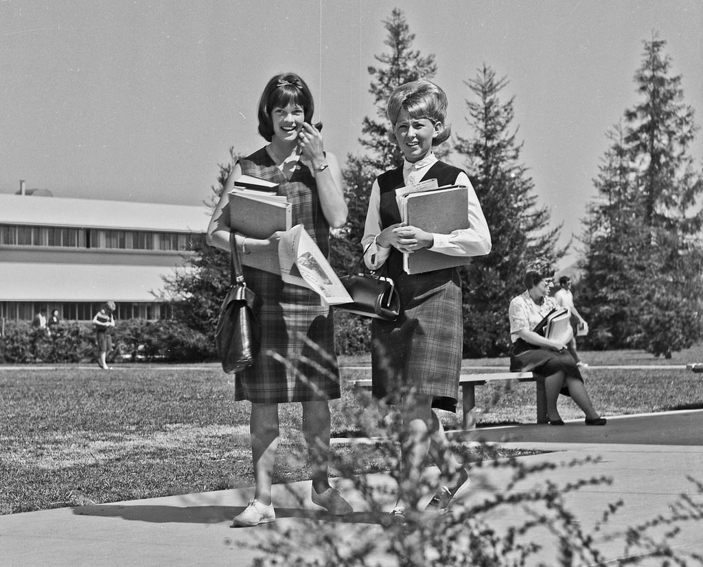 #2 Suzanne Niswander, Roosevelt High School Class of 1962 and Bobbett Rich, Roosevelt High School Class of 1963, going on to be students at Fresno State College in Fresno, 1964