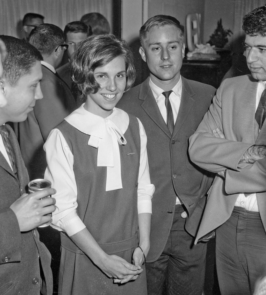 #99 Linda and James with Mike on left and Sam on right, Fresno State College, 1964