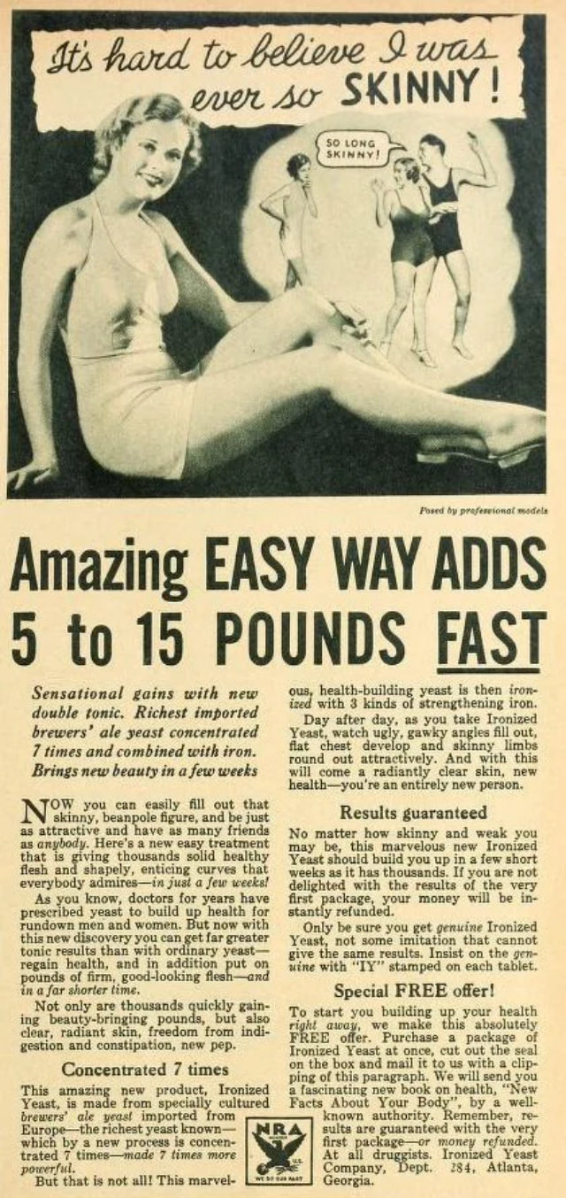 Don&;t be Skinny: Use Ironized Yeast, the Quick Way to Gain Weight, So You’ll Look Better in a Bathing Suit!