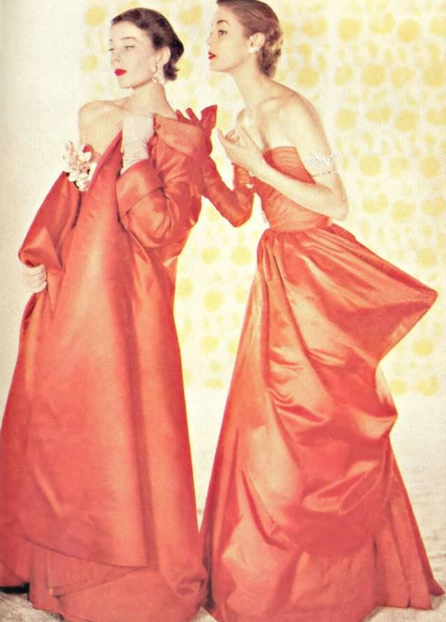 #2 Bettina and Jean Patchett in gowns by Jacques Fath, 1950