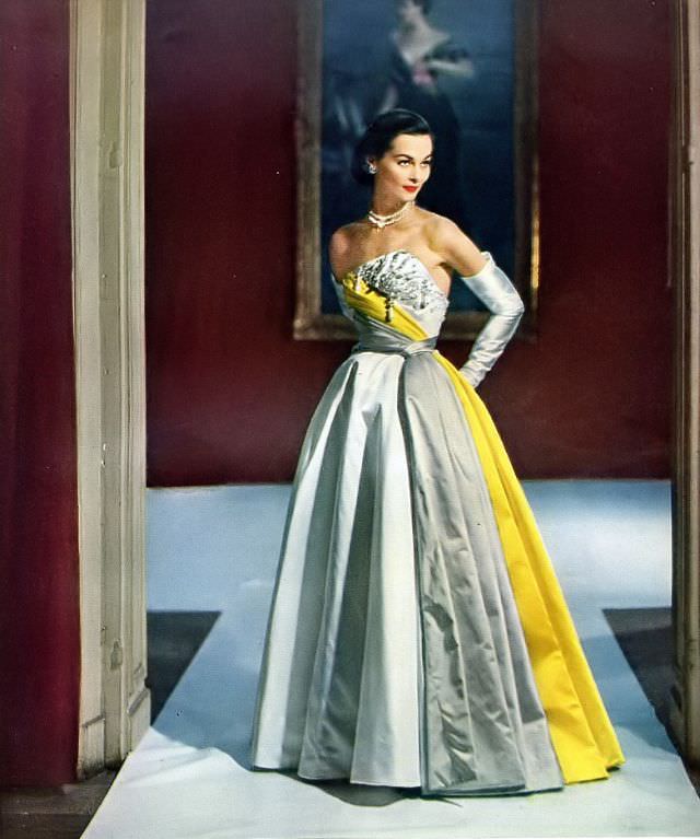 #9 Eva Gerney in gorgeous ball gown by Jacques Fath, Vogue, May 1, 1951