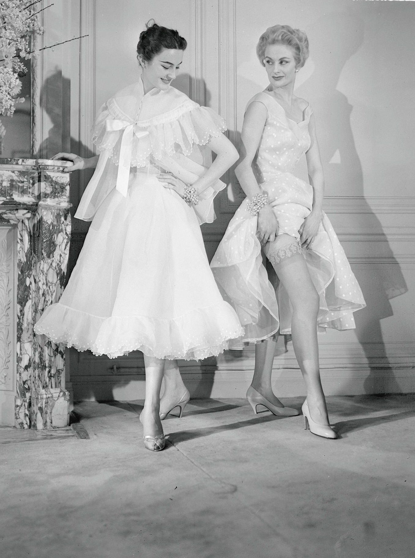 #115 Two Female Models Wearing Frilly Undergarments