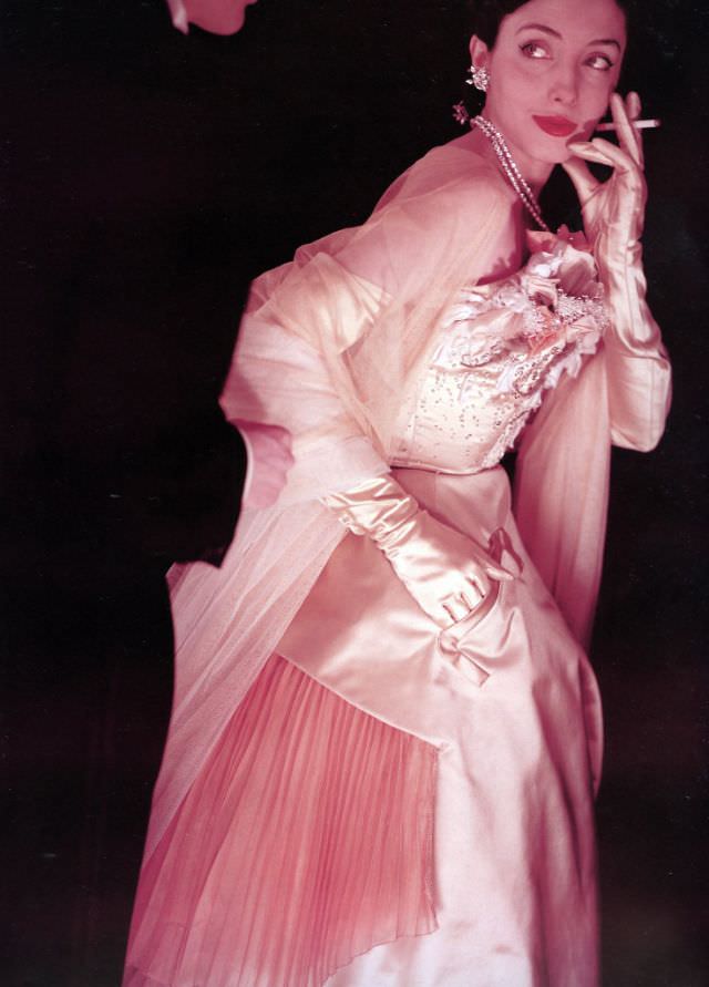 #15 Unpublished photo of model Julia in Jacques Fath evening gown for British Vogue by Horst P. Horst, 1951
