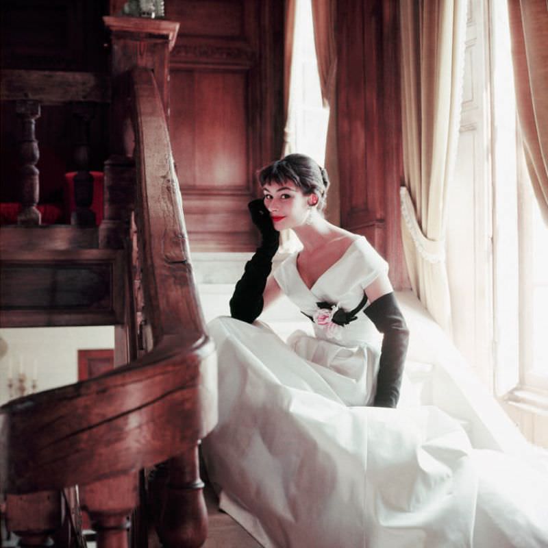 #21 Anne Gunning in gown by Jacques Fath, photo by Mark Shaw, 1953