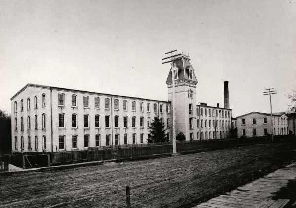 #3 The No. 1 Cotton Mill. Plank sidewalk in foreground, 1893