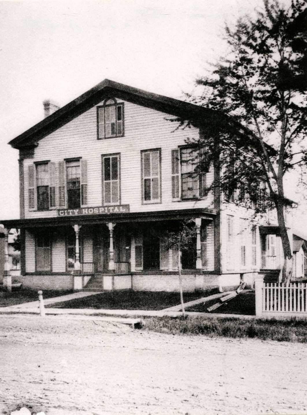 #2 View across street of City Hospital, Janesville, Wisconsin, 1892.