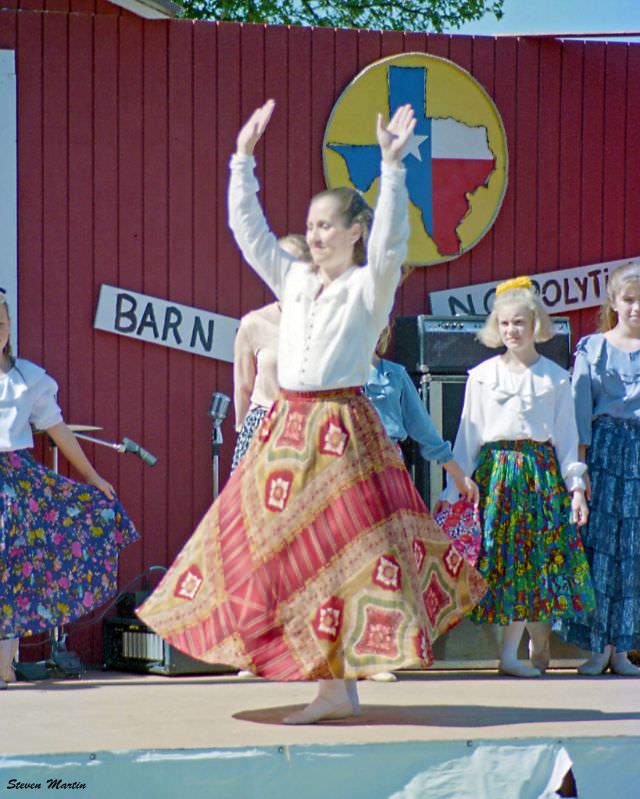 #11 A local dance group performs at a festival in Bear Creek park, Keller, 1995