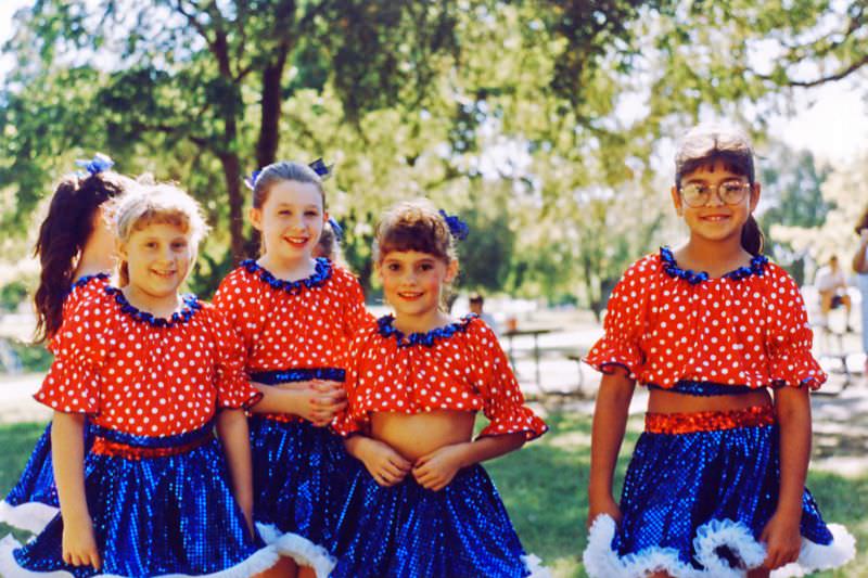 #41 Girls pose before dance performance, Keller, 1995