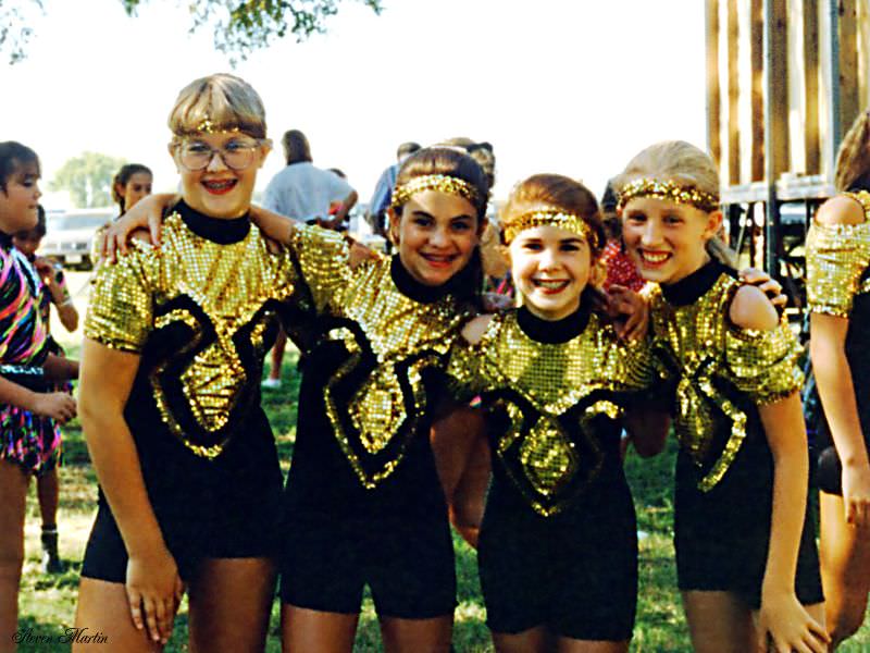 #42 Girls pose before dance recital, Keller, 1995
