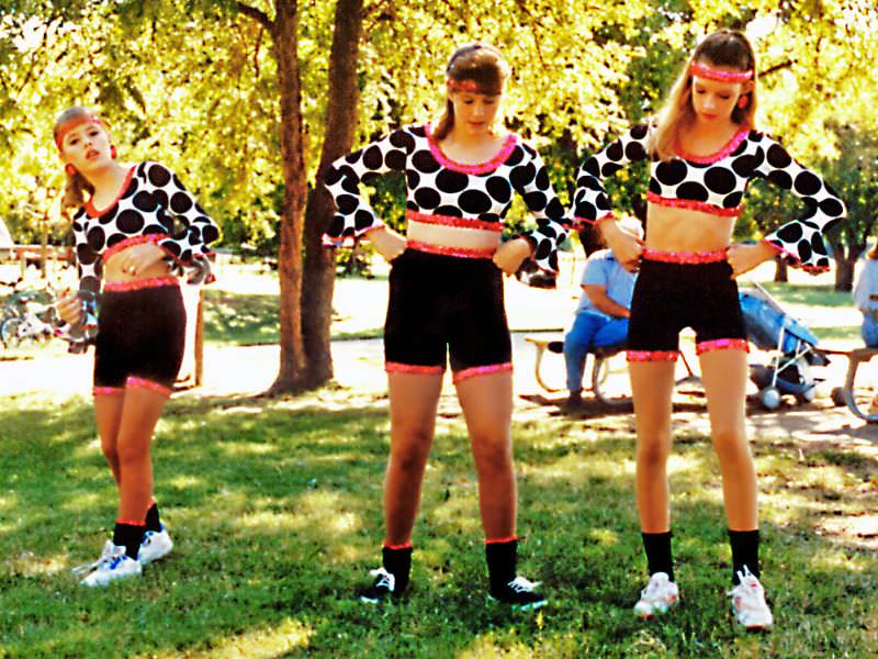 #43 Girls practice before dance, Keller festival, 1995