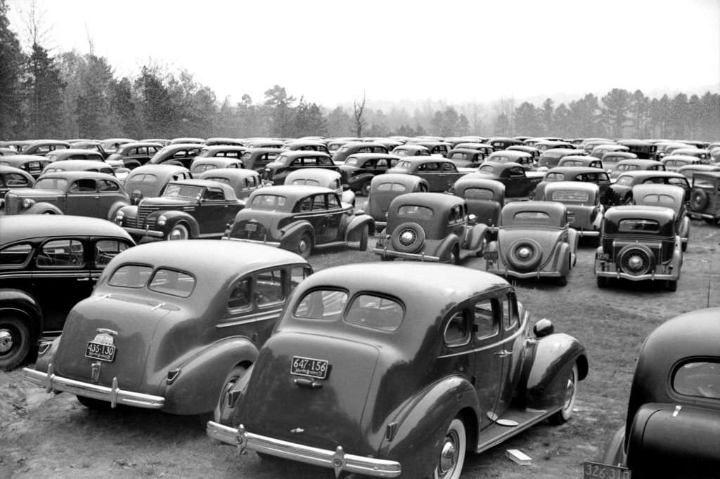#155 Cars Parked outside Stadium during Duke University-North Carolina Football Game, Durham, North Carolina, November 1939