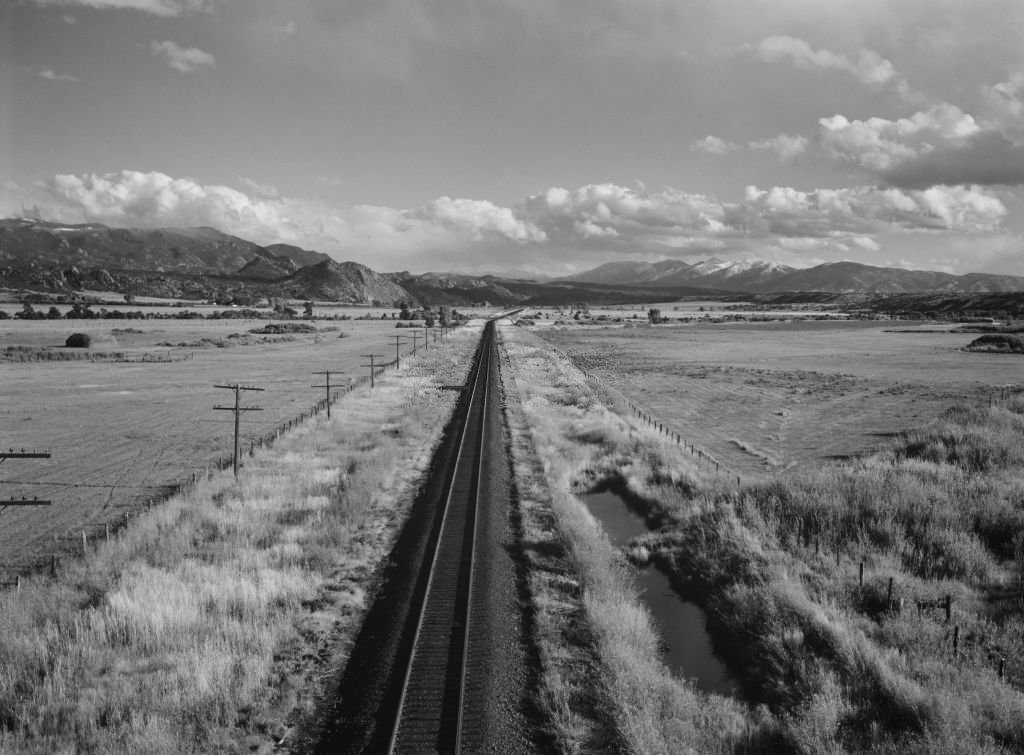 #173 Railroad Tracks with Sawatch Mountains in Background, near Buena Vista, Colorado, September 1941