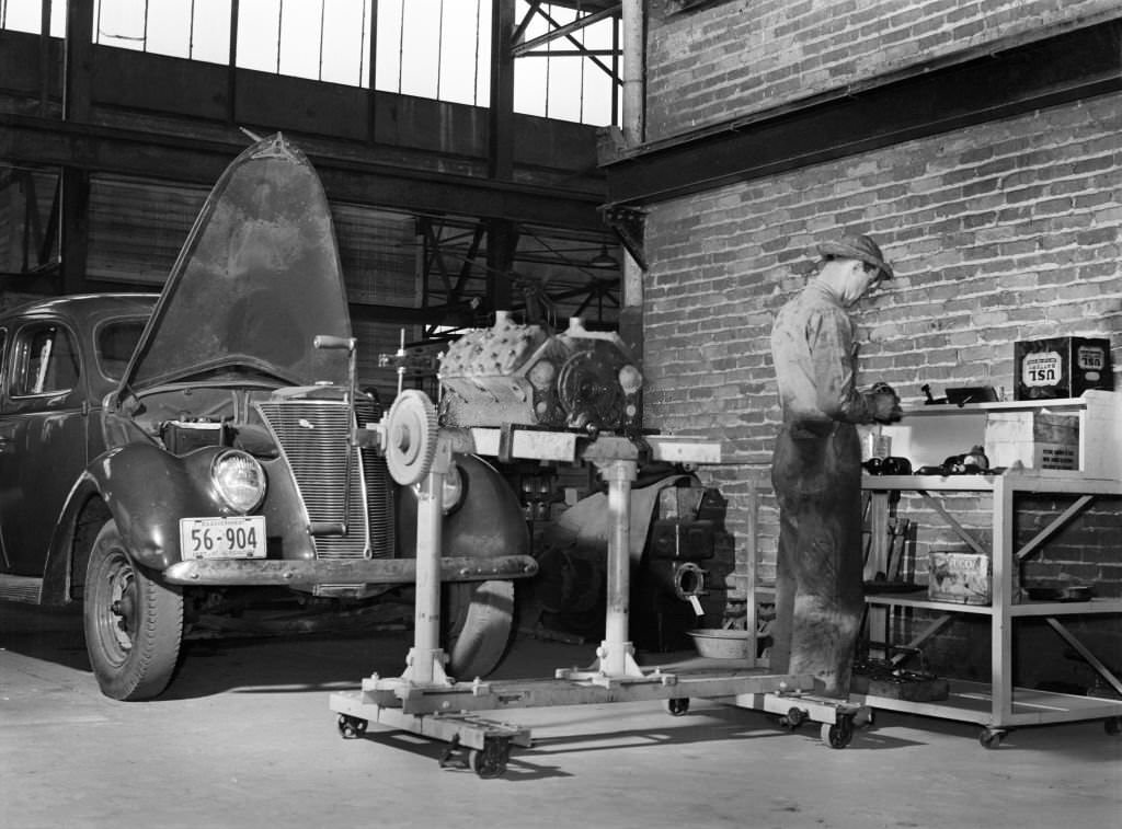 #27 Mechanic repairing Automobile Motor, Atlanta, Georgia, 1939