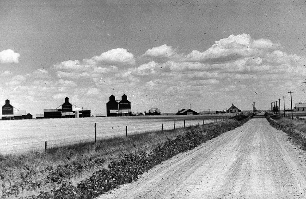 #191 Grain elevators in Homestead, Montana, 1941