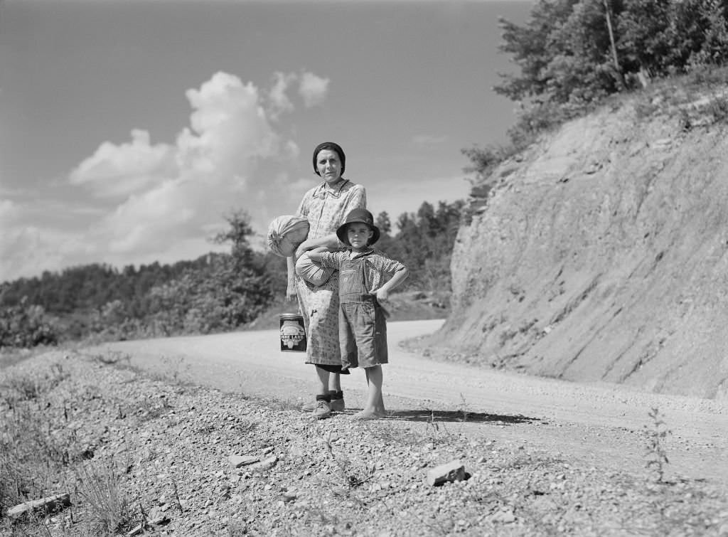 #193 Mountain Woman and Child going Home with Groceries and Supplies, Breathitt County, Kentucky, November 1940