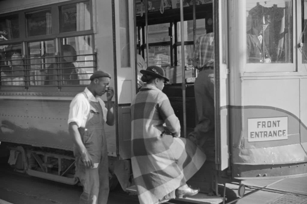 #31 Domestic Help Boarding Streetcar, Atlanta, Georgia, 1939