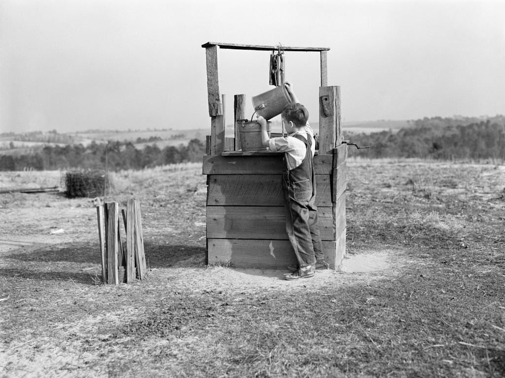 #3 Young Boy getting Water from Old Well, Coffee County, Alabama, 1939