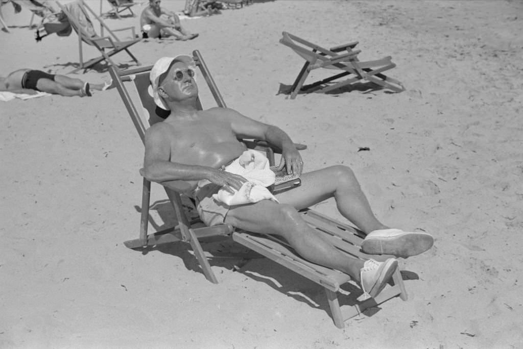 #43 Man Sunbathing on Beach, Miami Beach, Florida, 1939