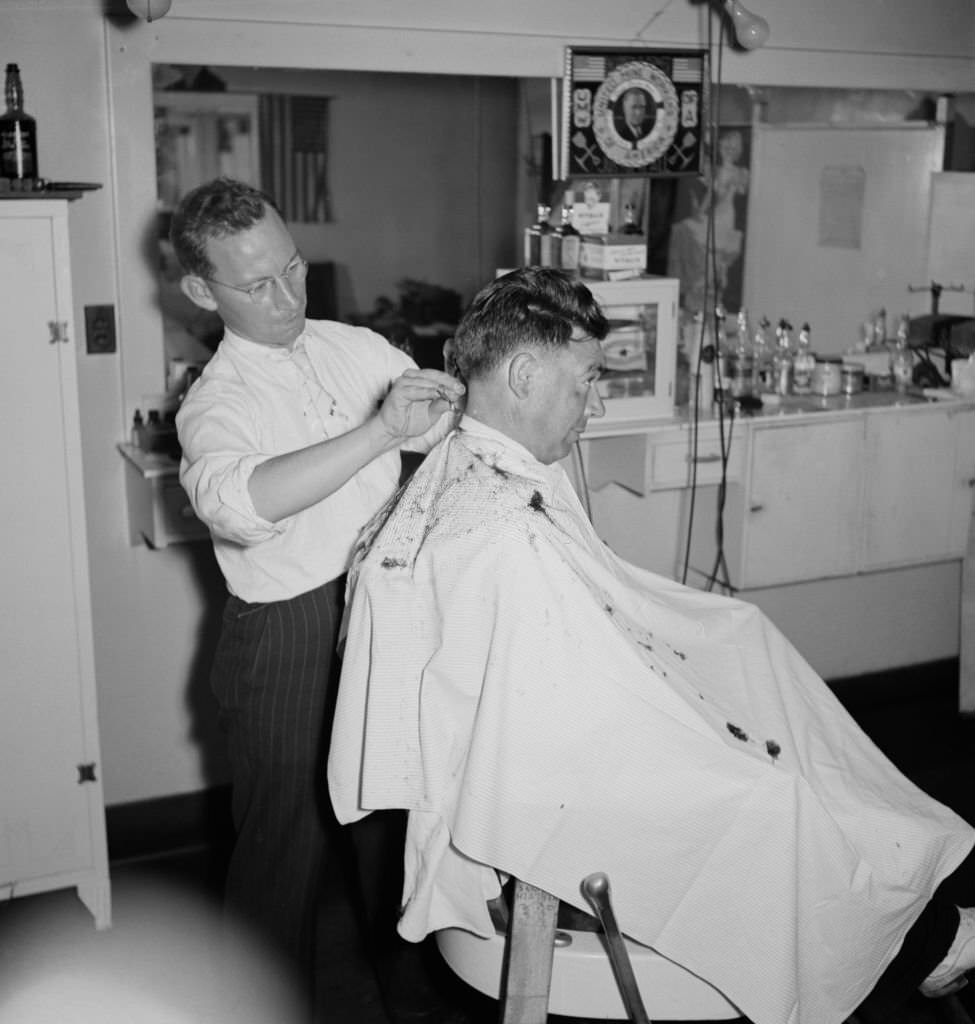 #65 Barber Cutting Man’s Hair, Osage, West Virginia, September 1939
