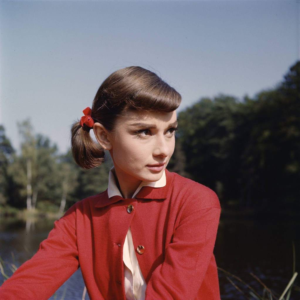 Audrey Hepburn on location for ‘Love In the Afternoon’ in 1957 near the Chateau de Vitry in Gambais, France.