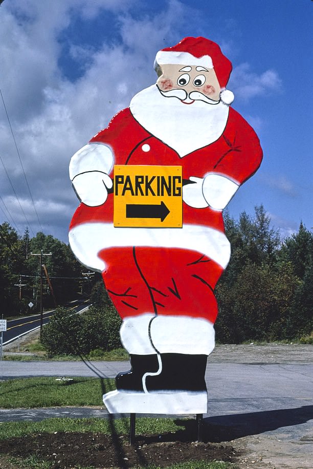#31 Santa’s Village parking lot sign, Route 2, Jefferson, New Hampshire, 1987