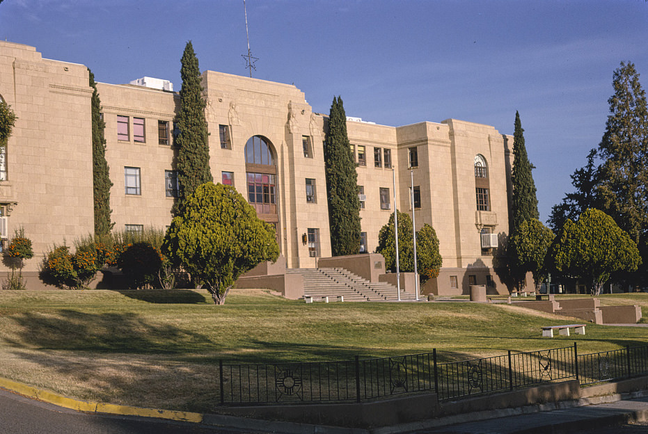 #122 Grant County Courthouse, diagonal, Copper Street, Silver City, New Mexico, 1991