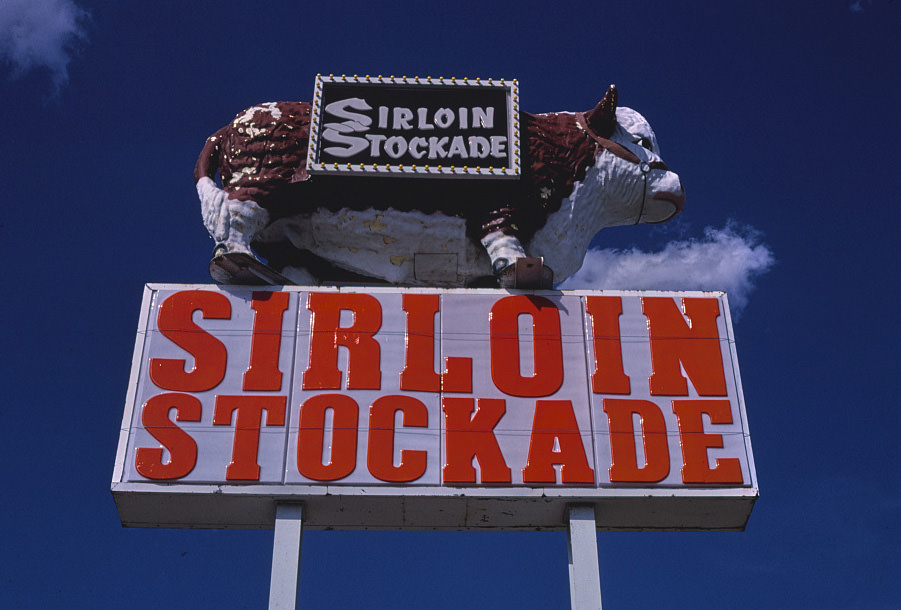 #147 Sirloin Stockade sign, Hobbs, New Mexico, 1982