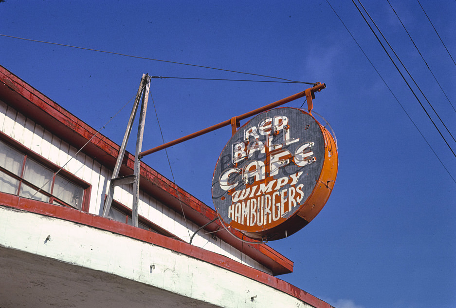 #167 Red Ball Cafe sign, 4th Street, Albuquerque, New Mexico, 1981