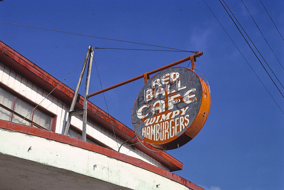 #21 Red Ball Cafe sign, 4th Street, Albuquerque, New Mexico, 1981