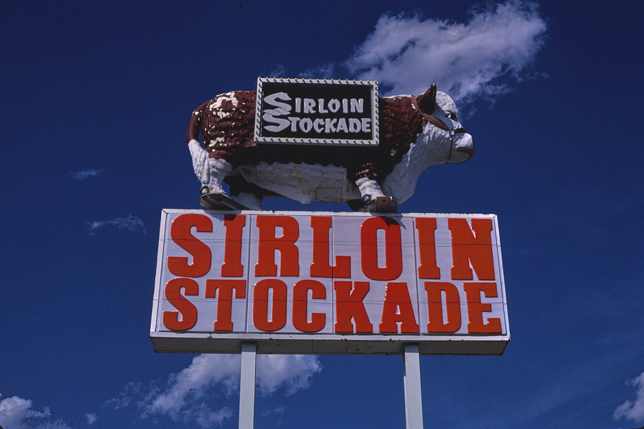 #94 Sirloin Stockade sign, Hobbs, New Mexico, 1982