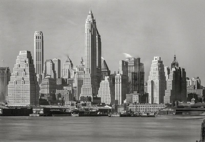 #17 Lower Manhattan from foot of Brooklyn Bridge, New York City, April 4, 1932