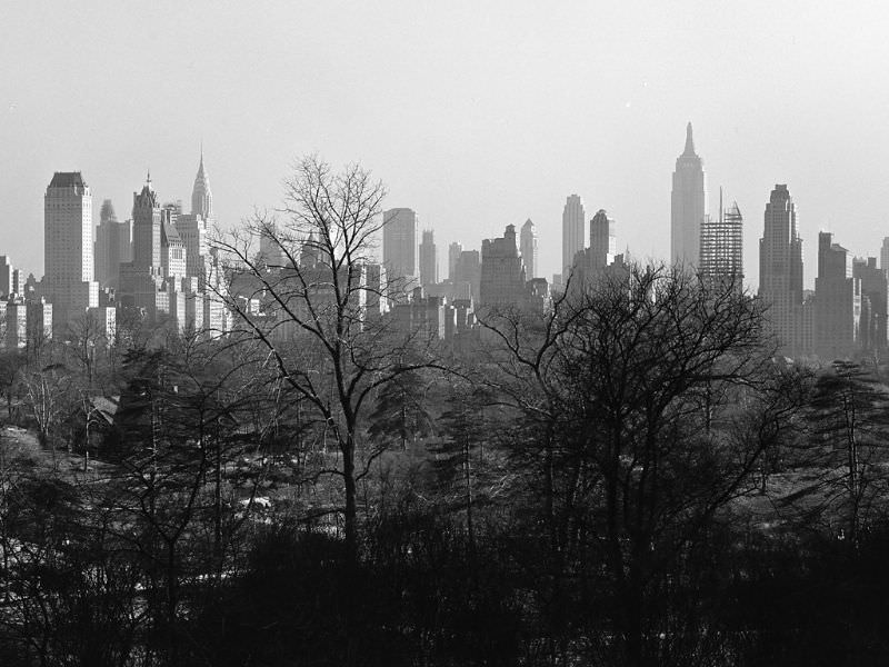#11 Midtown skyline from Central Park at 85th Street, New York City, April 16, 1931
