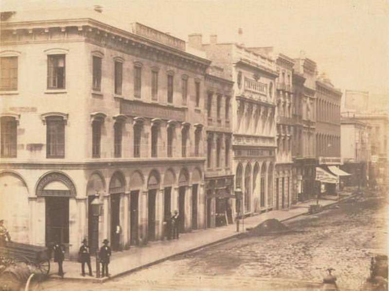 #1 North [West] side of Montgomery street, from California to Sacramento, 1855